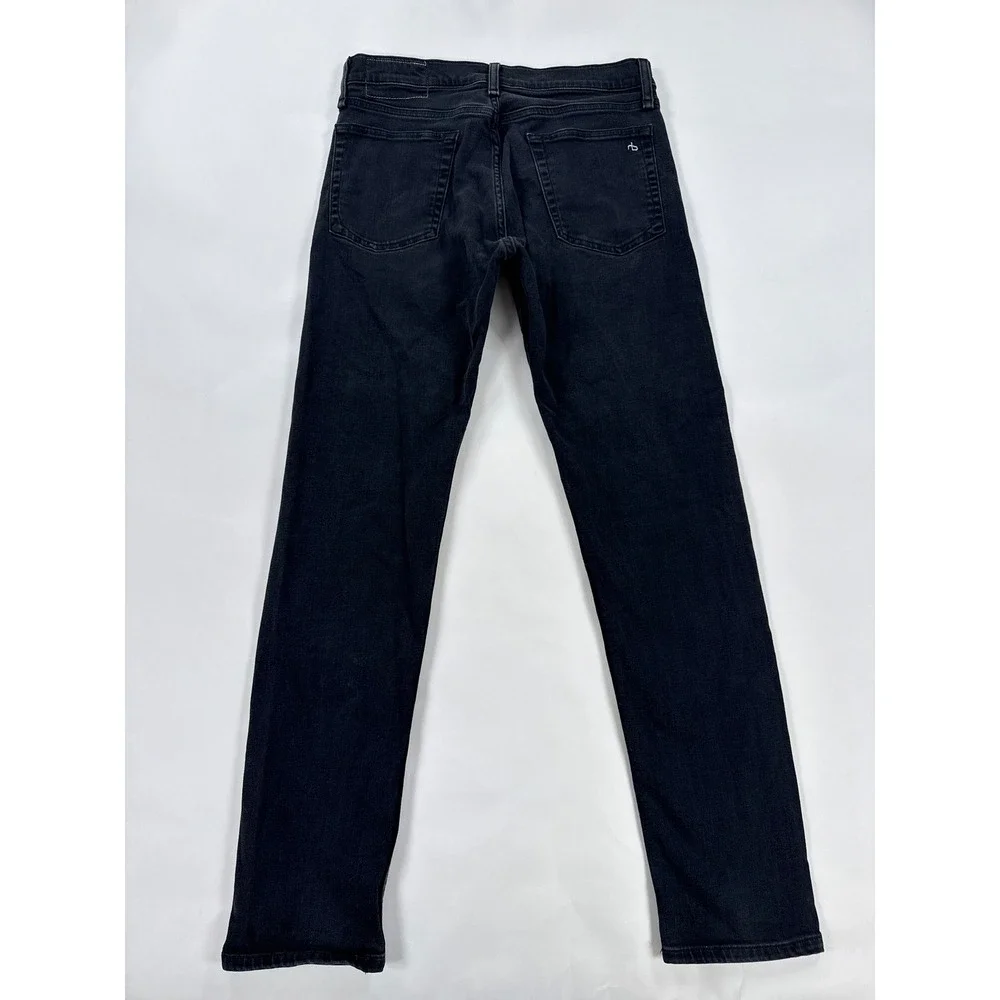 Rag & Bone Mens Jeans 31 Black Fit 2 Slim Button Fly Minimalist Streetwear
